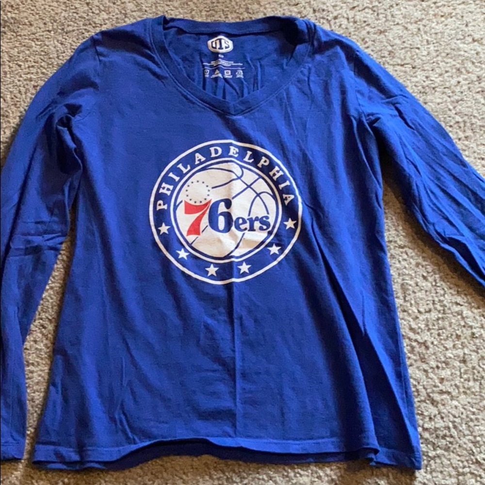 76ers v-neck long sleeve shirt